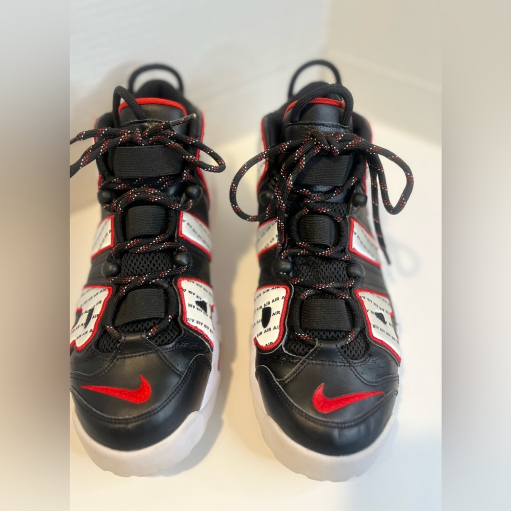 Nike Air More Uptempo 96 Pinstripe Black White Red Size 12 AV7947-001